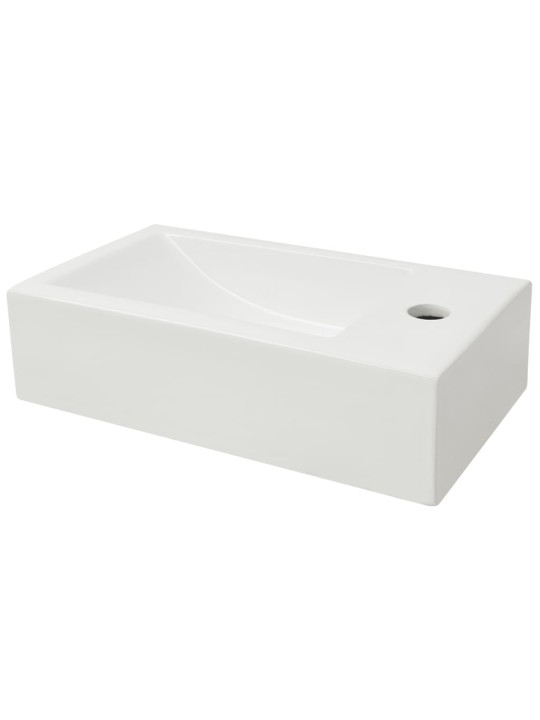 Umyvadlo otvor na baterii obdélníkové keramické bílé 46x25,5x12cm