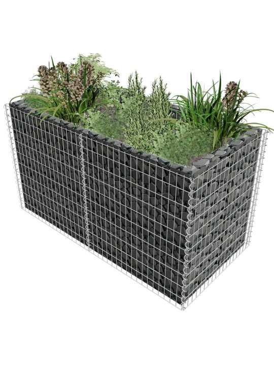 Gabionový vyvýšený záhon ocel 180 x 90 x 100 cm stříbrný