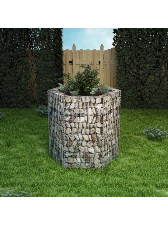 Šestihranný gabionový vyvýšený záhon 100 x 90 x 100 cm
