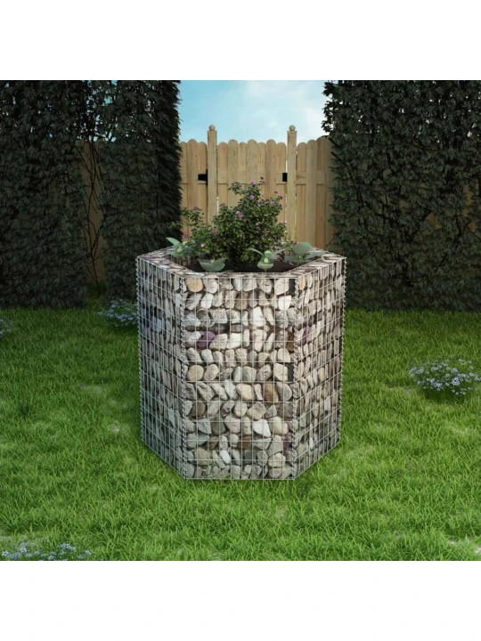 Šestihranný gabionový vyvýšený záhon 100 x 90 x 100 cm