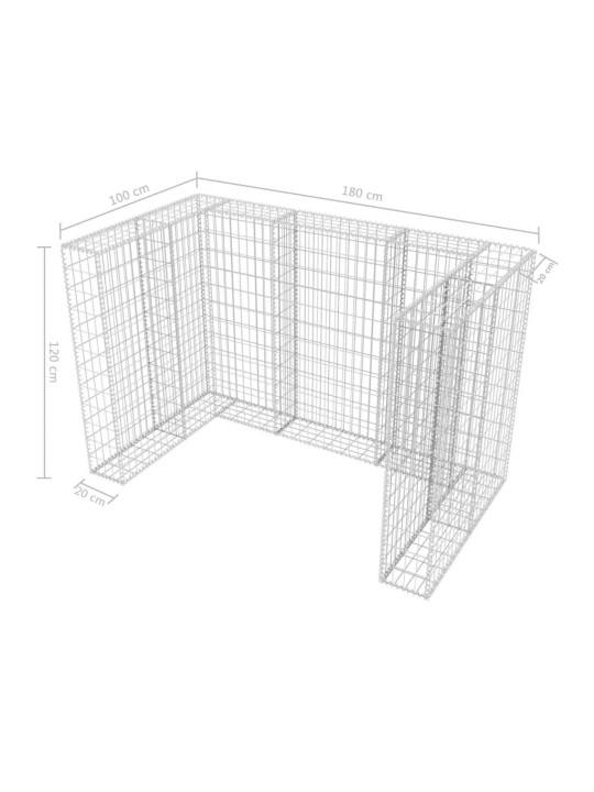 Gabionová zástěna pro 2 popelnice ocelová 180 x 100 x 120 cm