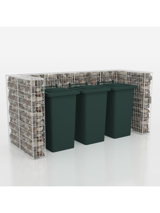 Gabionová zástěna pro 3 popelnice ocelová 250 x 100 x 120 cm
