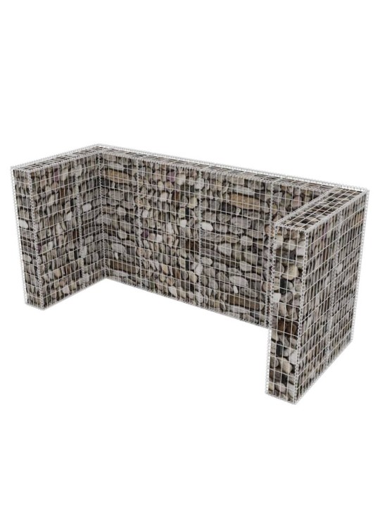Gabionová zástěna pro 3 popelnice ocelová 250 x 100 x 120 cm