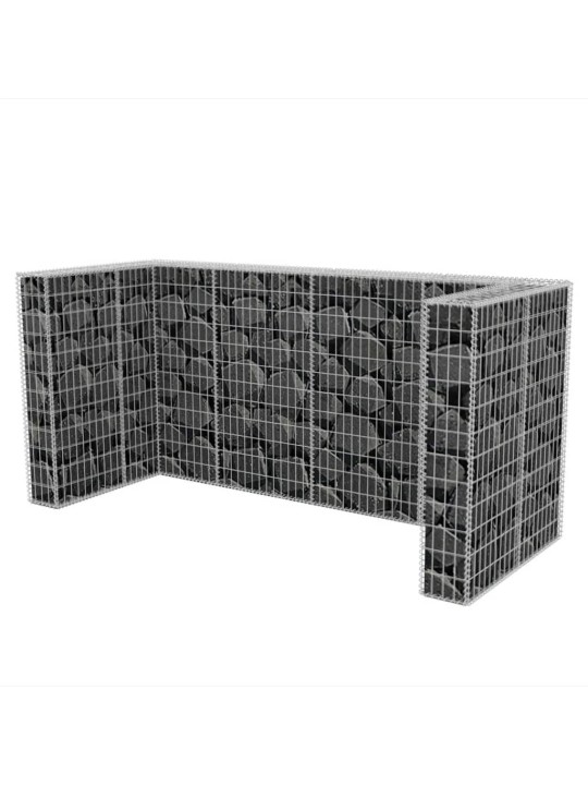 Gabionová zástěna pro 3 popelnice ocelová 250 x 100 x 120 cm