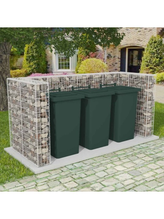 Gabionová zástěna pro 3 popelnice ocelová 250 x 100 x 120 cm