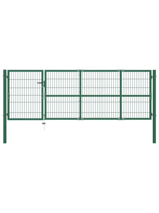 Zahradní plotová brána se sloupky 350 x 100 cm ocel zelená