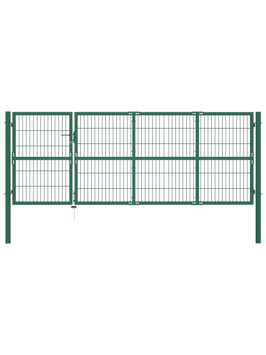 Zahradní plotová brána se sloupky 350 x 120 cm ocel zelená