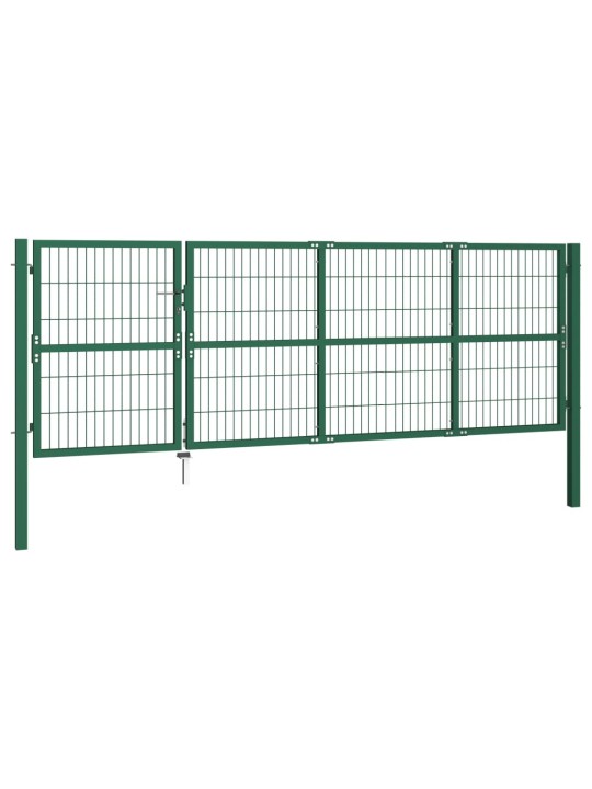 Zahradní plotová brána se sloupky 350 x 120 cm ocel zelená