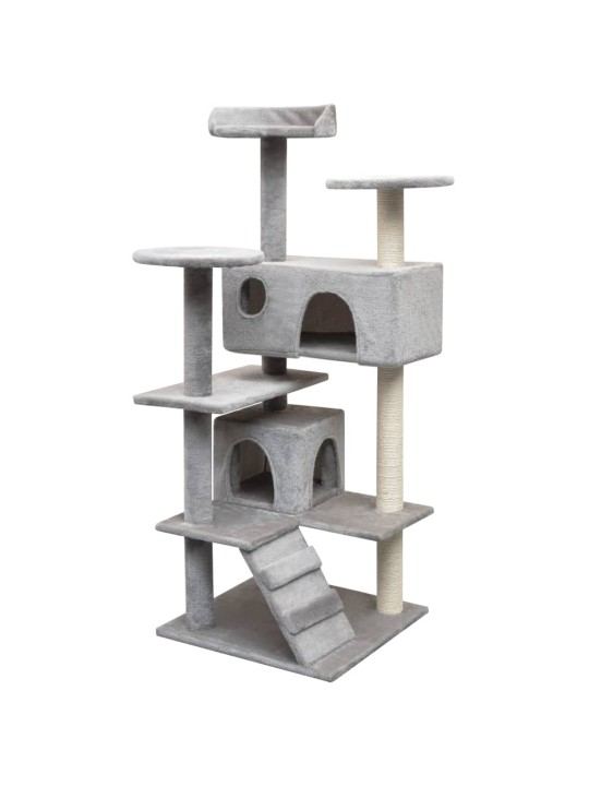 Škrabadlo pro kočky se sisalovými sloupky 125 cm šedá