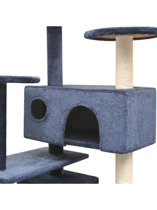 Škrabadlo pro kočky se sisalovými sloupky, 125 cm, tmavě modrá