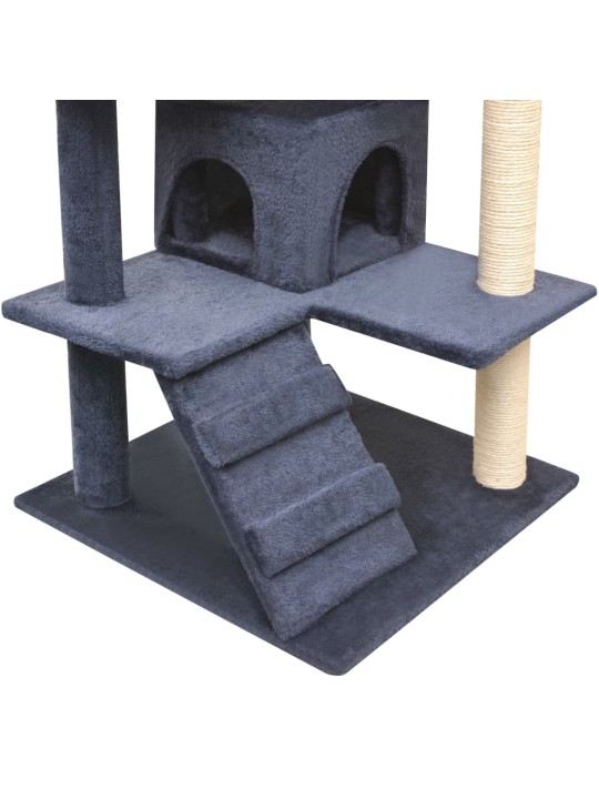Škrabadlo pro kočky se sisalovými sloupky, 125 cm, tmavě modrá