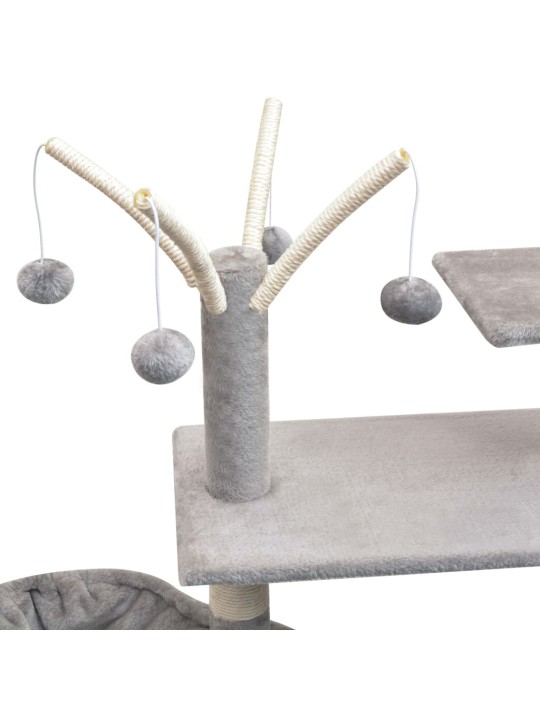 Škrabadlo pro kočky se sisalovými sloupky, 125 cm, šedá