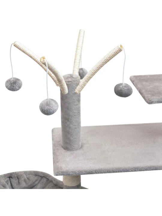 Škrabadlo pro kočky se sisalovými sloupky, 125 cm, šedá