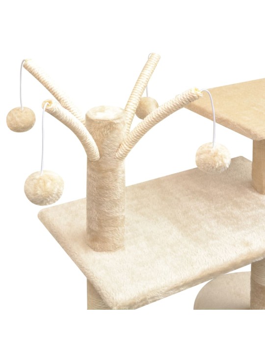 Škrabadlo pro kočky se sisalovými sloupky, 125 cm, béžová