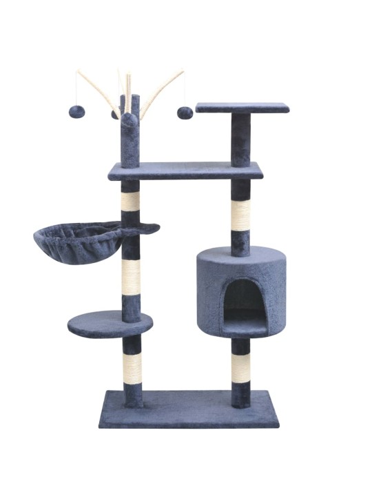Škrabadlo pro kočky se sisalovými sloupky, 125 cm, tmavě modrá