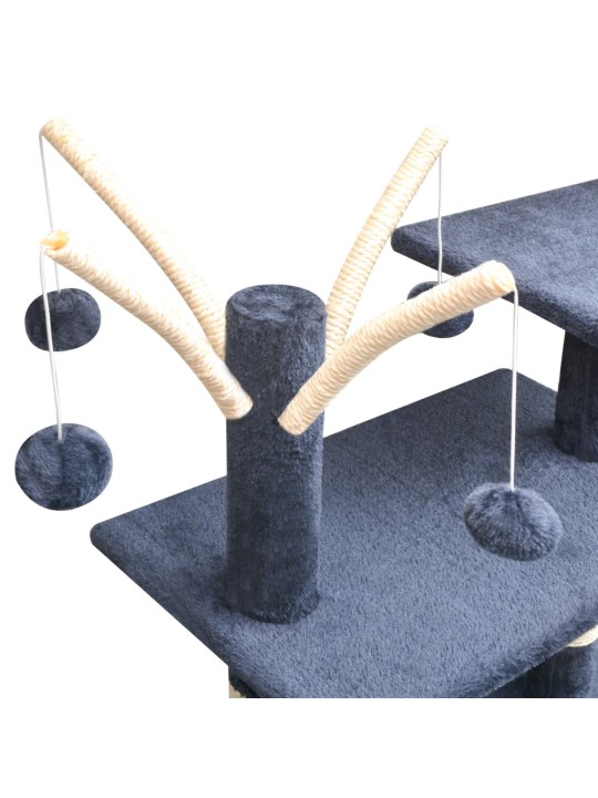 Škrabadlo pro kočky se sisalovými sloupky, 125 cm, tmavě modrá