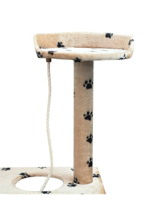 Škrabadlo pro kočky sisalové sloupky 125cm béžová potisk tlapek