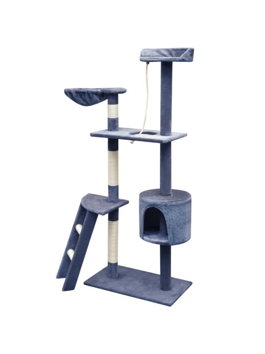 Škrabadlo pro kočky se sisalovými sloupky, 150 cm, tmavě modrá