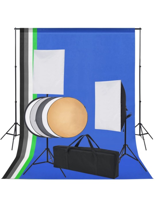 Profesionální foto studio set: 5 barevných pozadí a 2 softboxy