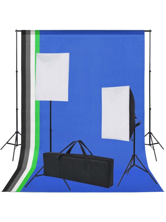 Profesionální foto studio set: 5 barevných pozadí a 2 softboxy