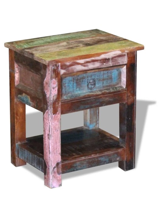 Odkládací stolek zásuvka masivní recyklované dřevo 43x33x51 cm