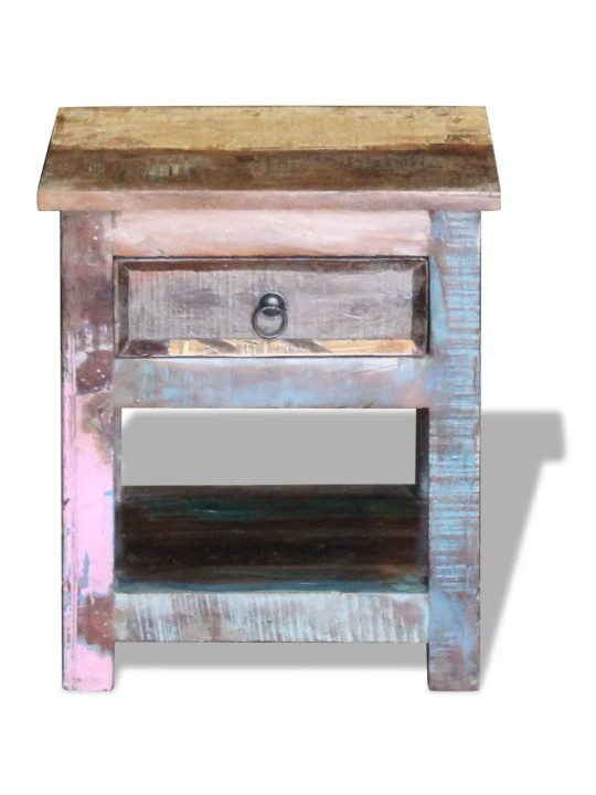 Odkládací stolek zásuvka masivní recyklované dřevo 43x33x51 cm
