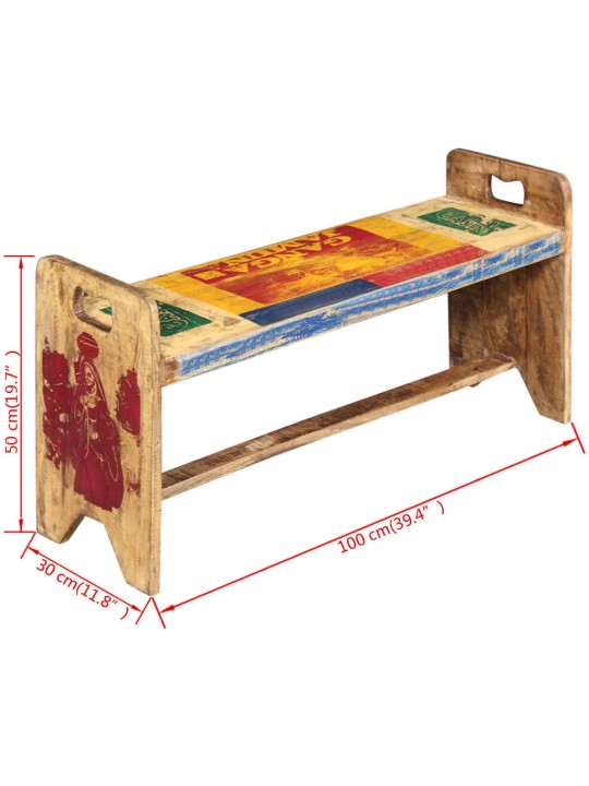 Cola lavice masivní recyklované dřevo 100 x 30 x 50 cm