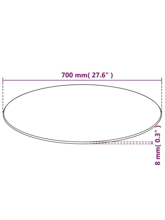Stolní deska z tvrzeného skla kulatá 700 mm