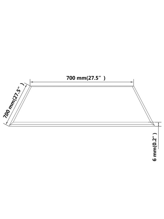 Stolní deska z tvrzeného skla čtvercová 700x700 mm