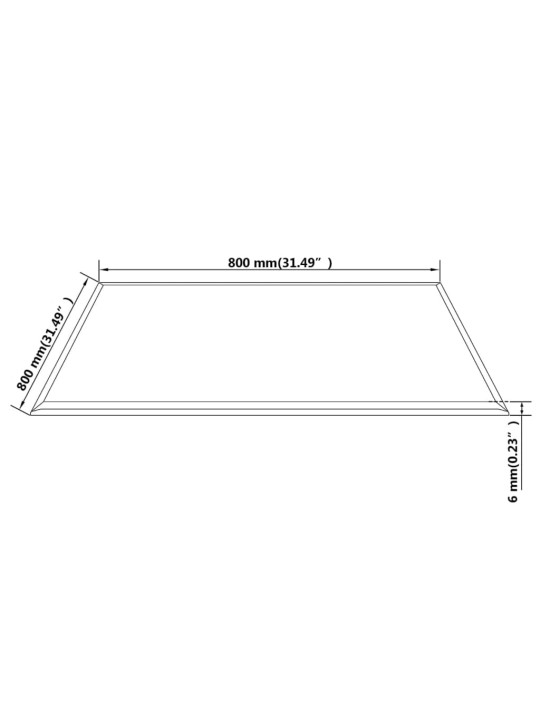 Stolní deska z tvrzeného skla čtvercová 800x800 mm