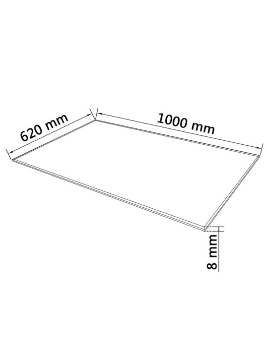 Stolní deska z tvrzeného skla obdélníková 1000x620 mm