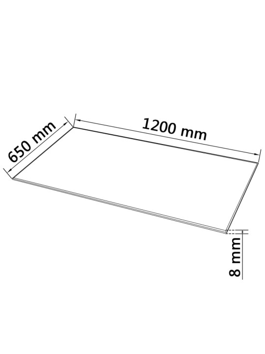 Stolní deska z tvrzeného skla obdélníková 1200x650 mm
