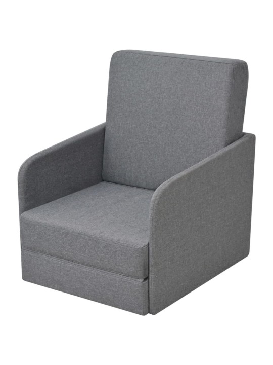 Rozkládací křeslo světle šedé textil