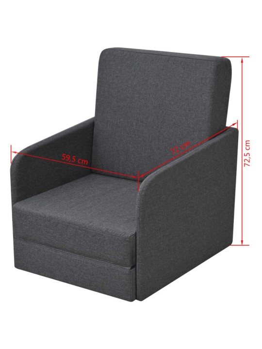 Rozkládací křeslo tmavě šedé textil