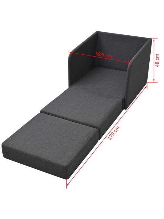 Rozkládací křeslo tmavě šedé textil
