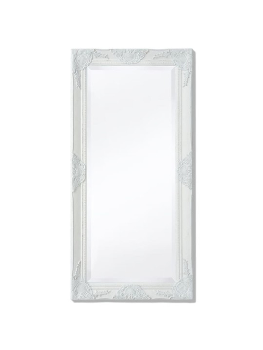 Nástěnné zrcadlo barokní styl 100 x 50 cm bílé