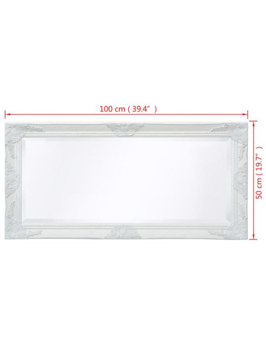 Nástěnné zrcadlo barokní styl 100 x 50 cm bílé