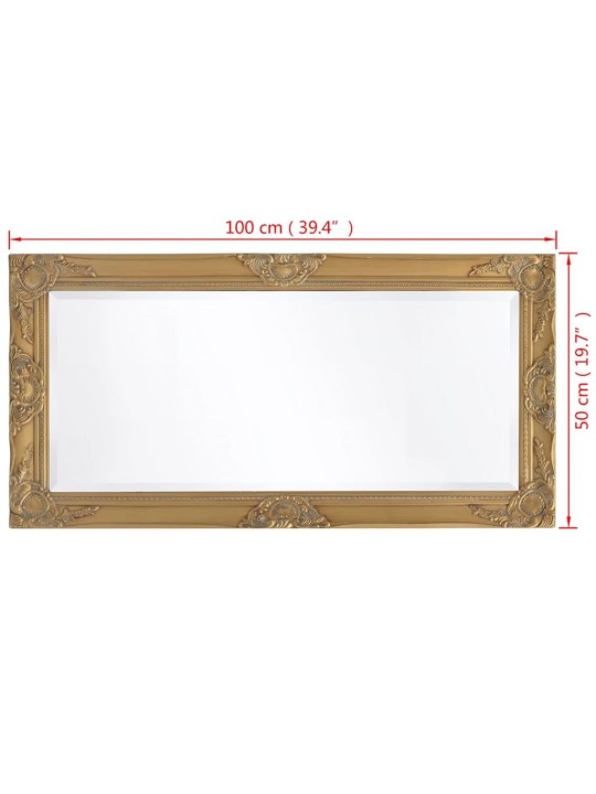 Nástěnné zrcadlo barokní styl 100 x 50 cm zlaté