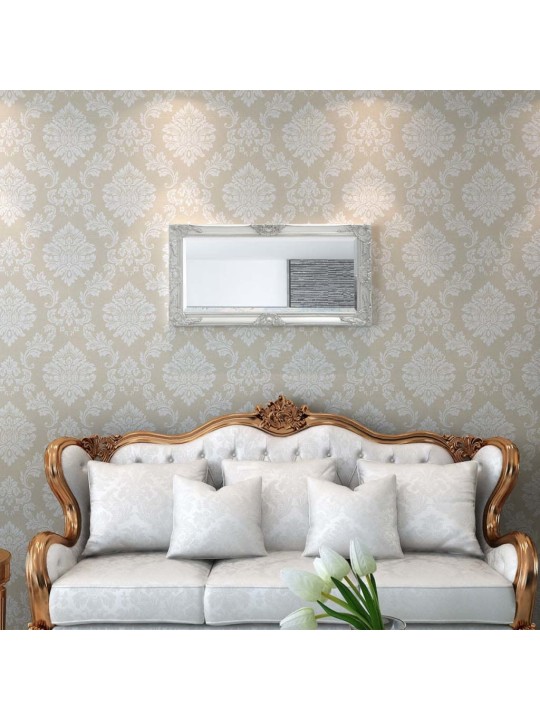 Nástěnné zrcadlo barokní styl 100 x 50 cm stříbrné