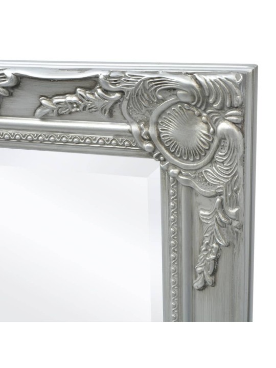 Nástěnné zrcadlo barokní styl 100 x 50 cm stříbrné