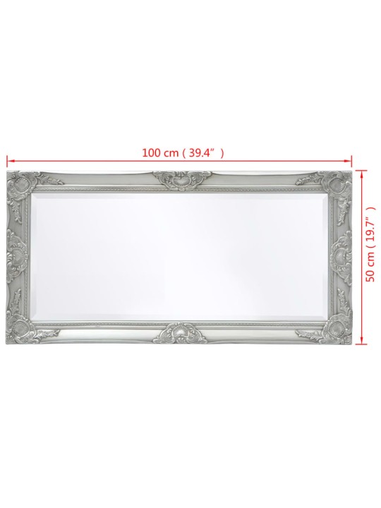 Nástěnné zrcadlo barokní styl 100 x 50 cm stříbrné