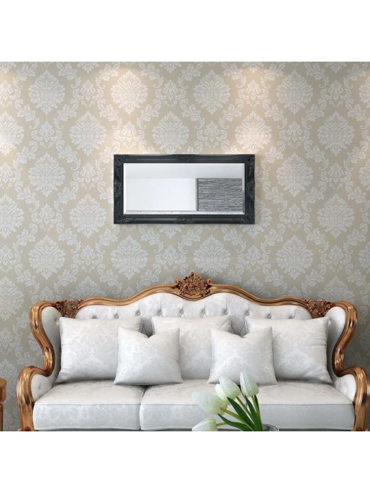 Nástěnné zrcadlo barokní styl 100 x 50 cm černé