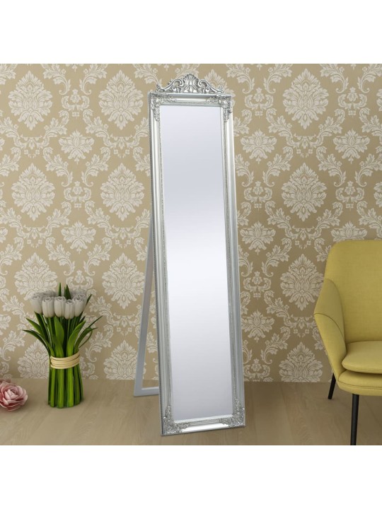 Volně stojící zrcadlo barokní styl 160 x 40 cm stříbrné