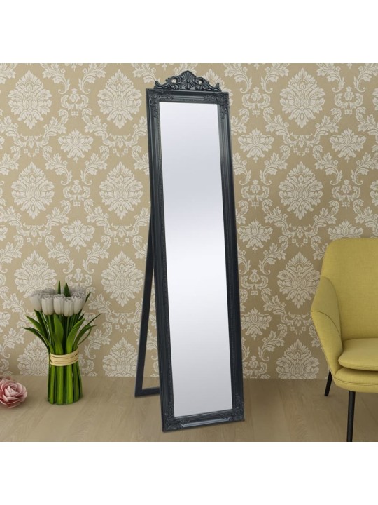 Volně stojící zrcadlo barokní styl 160 x 40 cm černé