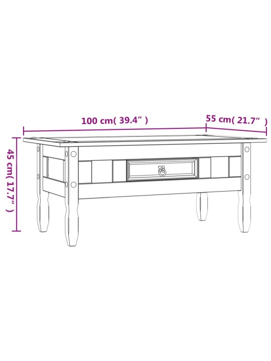 Konferenční stolek z mexické borovice Corona 100x55x44 cm