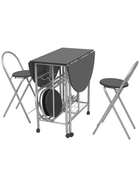 Pětidílný jídelní set skládací, MDF černý