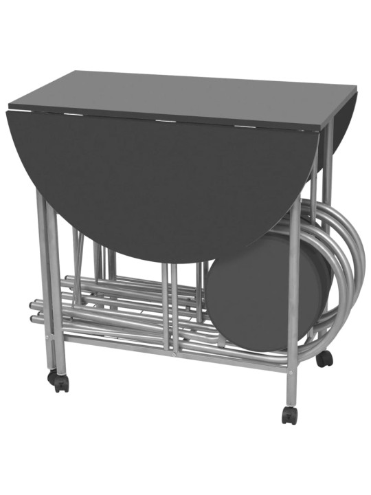 Pětidílný jídelní set skládací, MDF černý