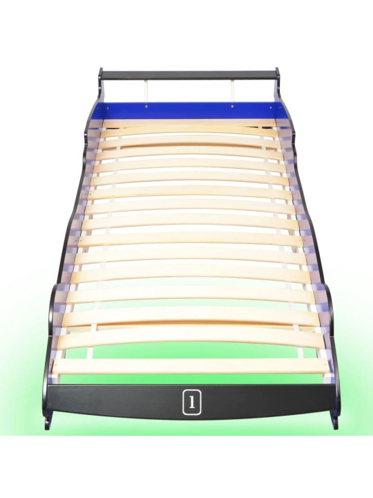 Dětská LED postel závodní auto, 90x200 cm, modrá