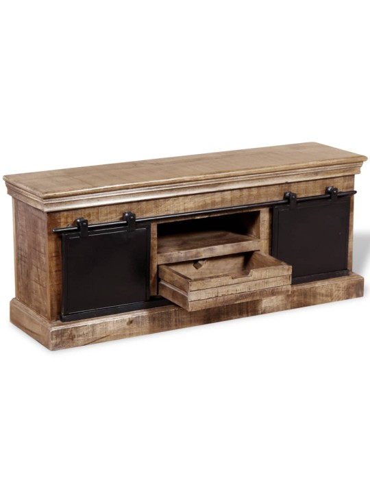 TV stolek s 2 posuvnými dvířky mangovníkové dřevo 110x30x45 cm
