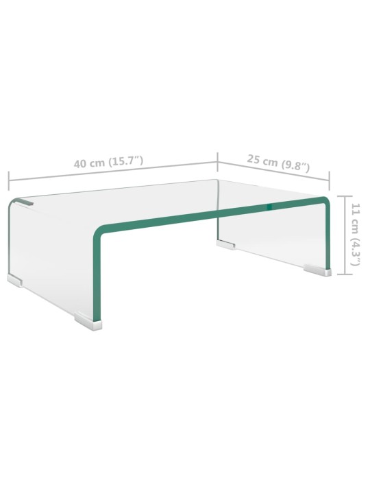 TV stolek / podstavec na monitor čiré sklo 40x25x11 cm